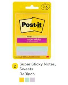 Contoh Alat Perlengkapan Kantor merk 3M Post-it , Gambar Produk 3M Post-it 3321-3SSJPSWT Super Sticky Note Sweet 76x76mm 135 Sheets harga 22100 di Toko Peralatan Sekolah Murah