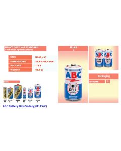 Foto produk ABC Carbon Zinc Battery Sedang (R14/C) harga normal 10800 di Toko Alat Tulis Grosir Bina Mandiri Stationery